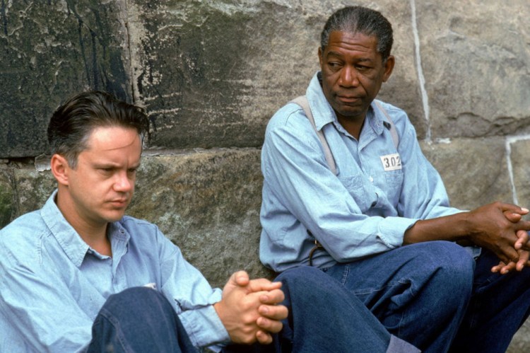 Tim Robbins, left, and Morgan Freeman in "The Shawshank Redemption."