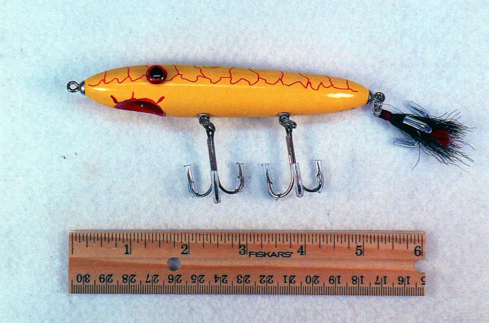 A collection of Maine-made crafts, like this hand-made fishing lure by Christopher Augustus of Heirloom Lures, will be offered at a craft show hosted by the historic Nickels-Sortwell House in the barn and lawn.