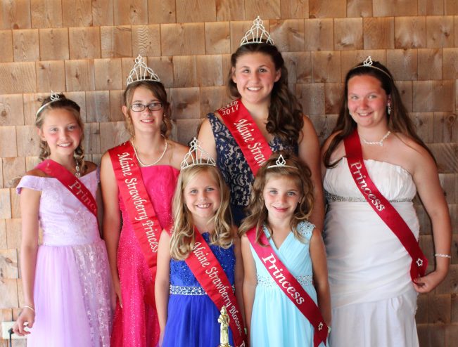 The Maine Strawberry Pageant was held last weekend at the Pittston Fair. The winners were crowned on Sunday afternoon were, in back, from left, Lily Belanger, of Pittston, Princess runner up; Emmalee Donahue-Ripley, of Whitefield, 2017 Maine Strawberry Princess; Kami Collins, of Pittston, 2017 Maine Strawberry Queen; Deanndra Kalloch, of Whitefield, Miss Congeniality. In front, from left are Claire Laverdiere, of Dresden, 2017 Maine Strawberry Blossom; Kiley Hutchinson, of Pittston, Strawberry Blossom runner up. The pageant winners will spend the next year representing Pittston Fair and the community at various events.