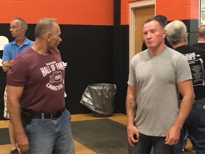 Micky Ward was on hand for a meet and greet with fans before a boxing card in Skowhegan.