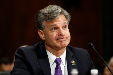 Christopher Wray, nominee for the post of FBI director, testifies at his confirmation hearing Wednesday before the Senate Judiciary Committee. 
