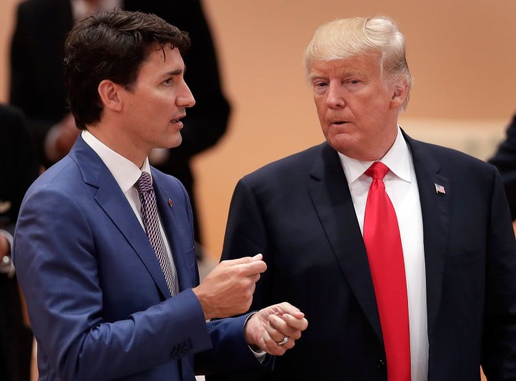Canada's Prime Minister Justin Trudeau talks to President Trump in Germany this month. The first round of NAFTA renegotiations begins on Aug. 16, with representatives from the U.S., Canada and Mexico gathering in Washington. 