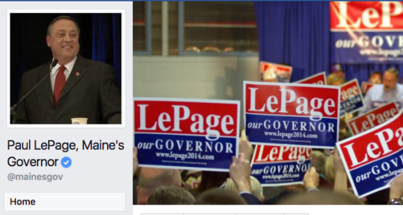 Detail of Gov. Paul LePage's Facebook page. 
