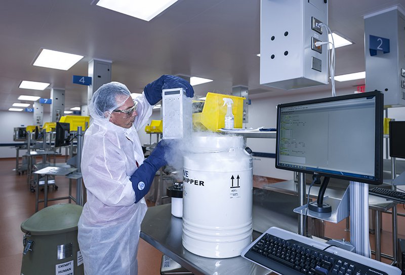 Human T cells belonging to cancer patients arrive at Novartis Pharmaceuticals Corp.'s facility in 2015. This laboratory is where the T cells of cancer patients are processed and turned into super cells as part of a new gene therapy-based cancer treatment.