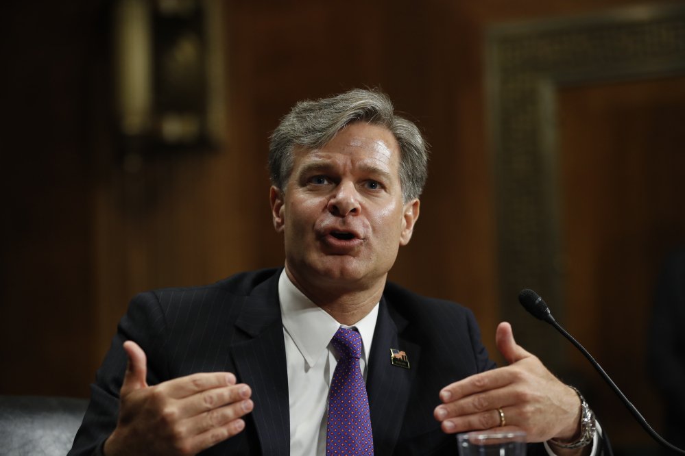 Christopher Wray testifies on Capitol Hill in Washington at his confirmation hearing before the Senate Judiciary Committee this month. The Senate confirmed his appointment as FBI director on Tuesday.