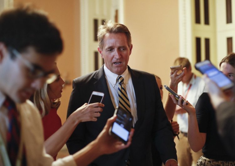 Sen. Jeff Flake, R-Ariz., takes aim at Trump and his own party in a new book, writing that "Unnerving silence in the face of an erratic executive branch is an abdication" and "The strange specter of an American president's seeming affection for strongmen and authoritarians created such a cognitive dissonance among my generation of conservatives – who had come of age under existential threat from the Soviet Union – that it was almost impossible to believe."