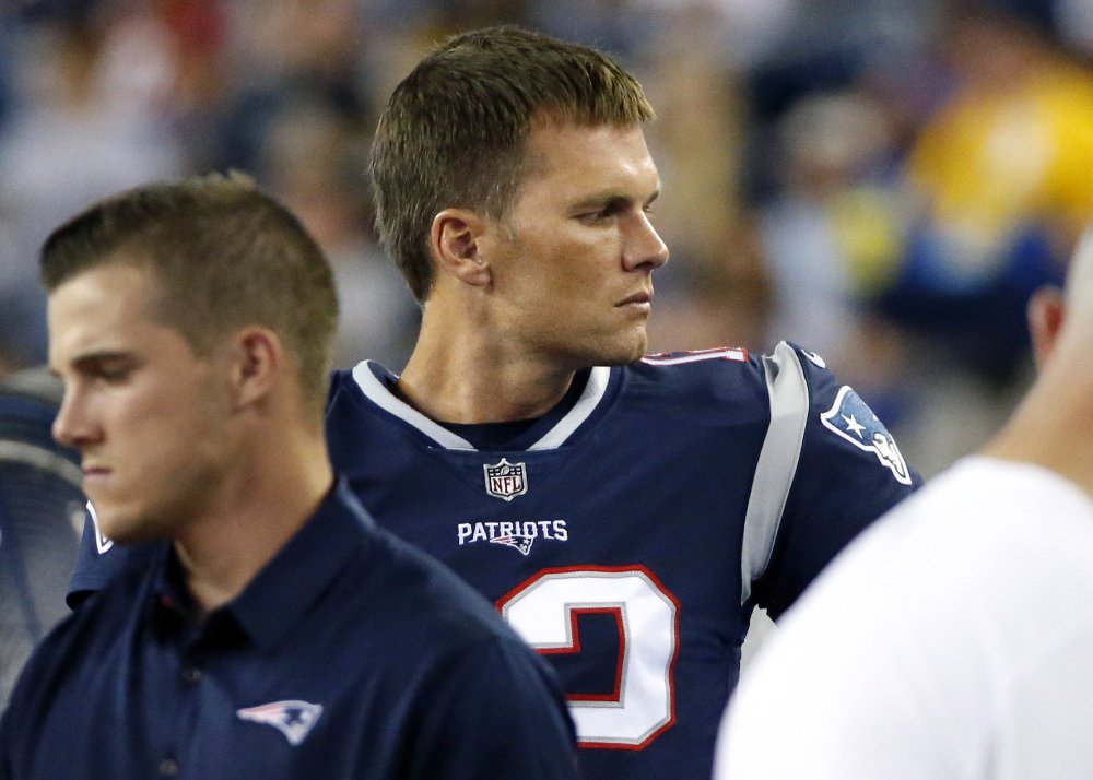 Tom Brady spent the evening on the sideline in the preseason opener as Jimmy Garoppolo and Jacoby Brissett ran New England's offense.