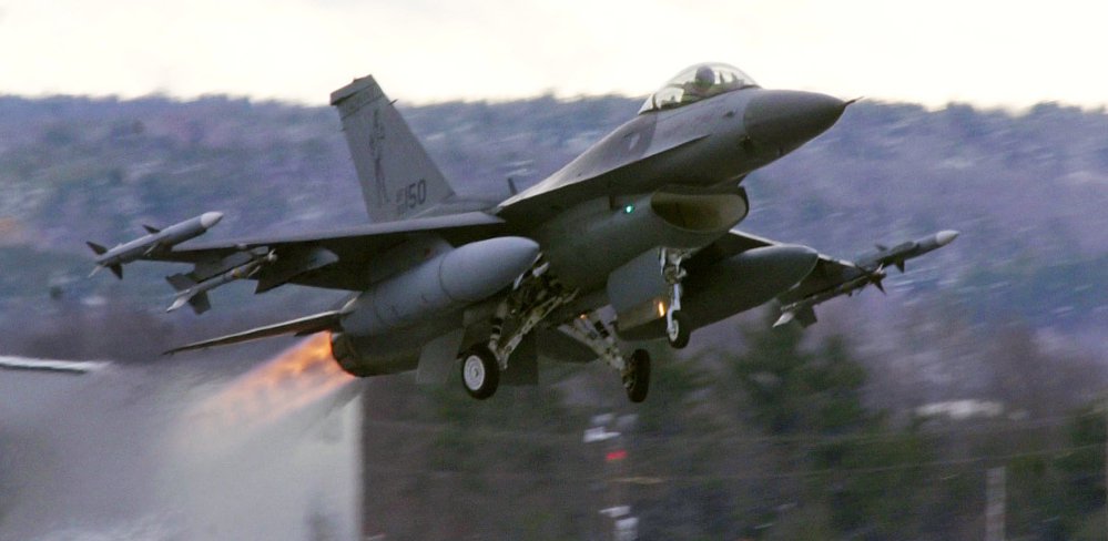 Vermont-based F-16 fighters such as this one at the Air National Guard base in South Burlington are set to be replaced by stealthy F-35 fighters that won't be allowed to fly as low, cutting by more than two-thirds the number of low-flying jets each year.