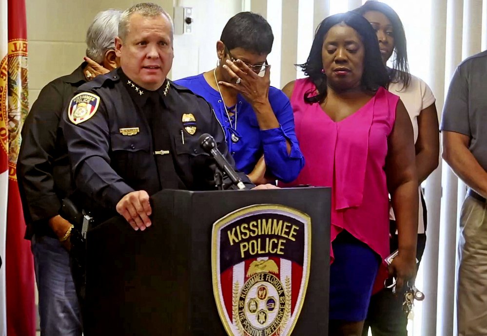 Police Chief Jeff O'Dell discusses the shooting deaths of two police officers and the arrest of a suspect at a Saturday news conference in Kissimmee, Fla.