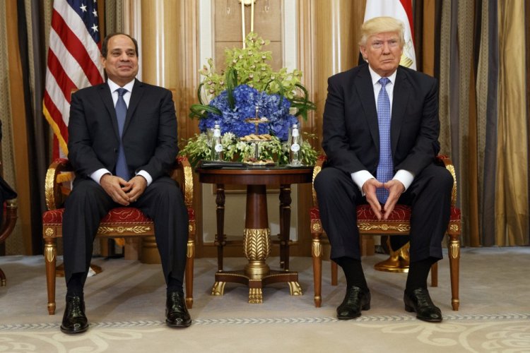 President Trump is shown at a meeting with Egyptian President Abdel Fattah al-Sisi in Riyadh in May. White House adviser Jared Kushner met with Egyptian leaders on Wednesday.
