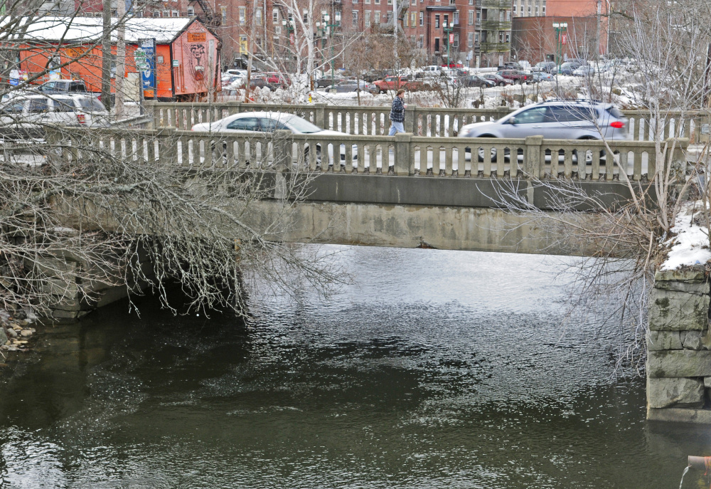 The Maine Avenue bridge over Cobbossee Stream in Gardiner, seen Jan. 27, has reached the end of its useful life and is due to be replaced by the Maine Department of Transportation.