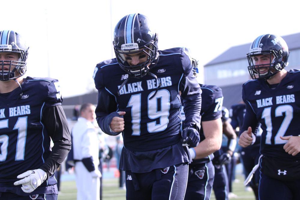 University of Maine redshirt senior Spencer Carey (19) is finally healthy after a host of nagging injuries slowed him last season. Carey, a Lawrence graduate, will help lead the special teams unit and also see time at linebacker this fall for the Black Bears.