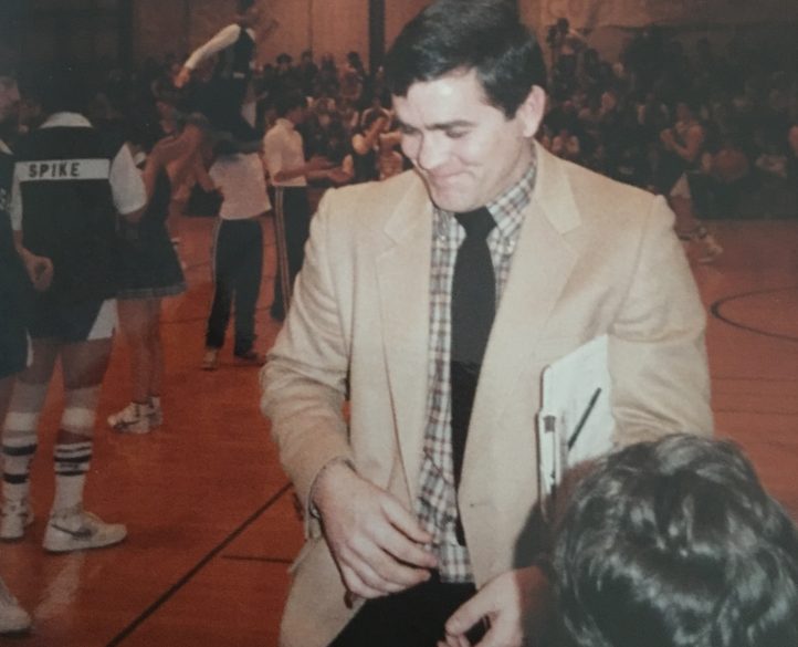 Tom Maines prepares for a basketball game at Morse High School in the early 1990s.