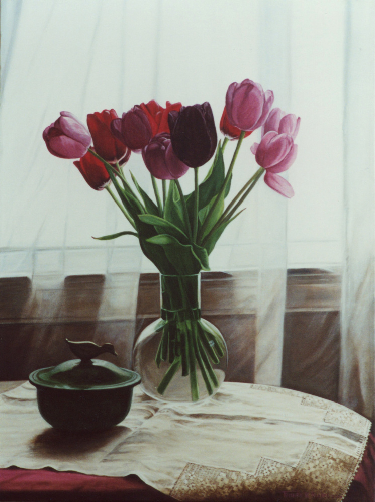 "The Black Tulip," oil on canvas by Tamara Richel, will be on display in a group show at the Lakeside Contemporary Art Gallery, in the Lobby of the RFA Lakeside Theater, 2493 Main St. in Rangeley, from Aug. 24 through Sept. 30.