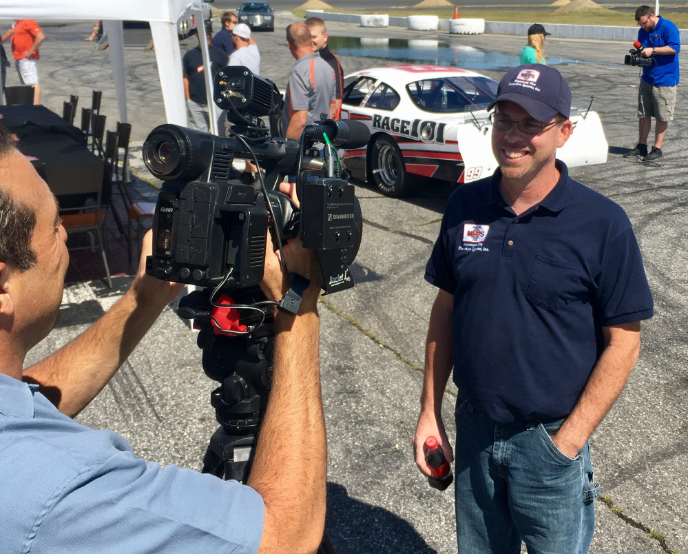 Defending Oxford 250 champ Wayne Helliwell discusses the upcoming race during media day Wednesday at Oxford Plains Speedway.