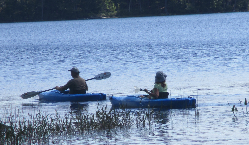 Kayakers on Crystal Lake in Washington enjoy a summer paddle. There will be a public paddle starting at 9 a.m. Sunday, Sept. 3 at the Crystal Lake Public Boat Access led by Maine guide Rob Stenger.