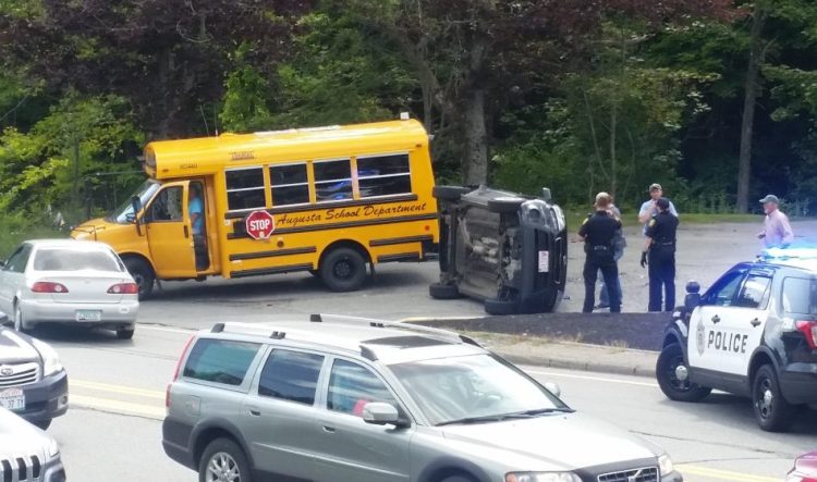 A school bus and at least one other vehicle collided Thursday afternoon on Civic Center Drive near Townsend Road.