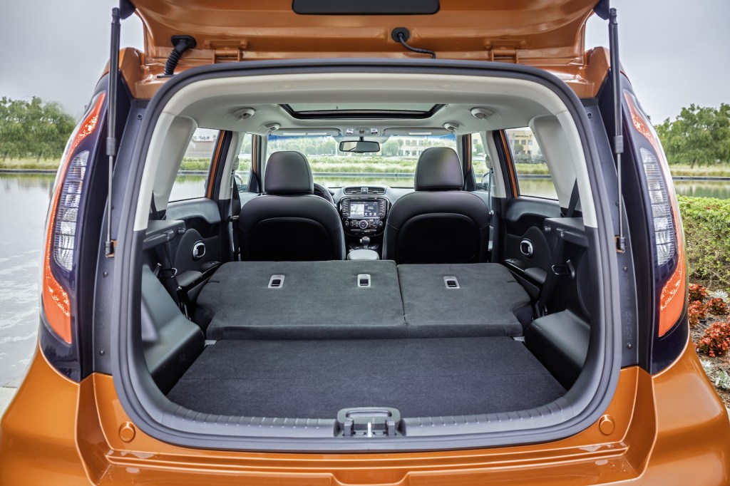 The 2017 Kia Soul Turbo's cargo volume is 61 cubic feet, with the seats folded flat – enough to carry a bicycle, your golf bag and your golf partner.