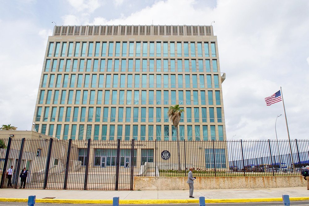 The U.S. Embassy in Havana in a March 22, 2016, photo. Cuba employs a state security apparatus that keeps untold numbers of people under surveillance and U.S. diplomats are among the most closely monitored people on the island.