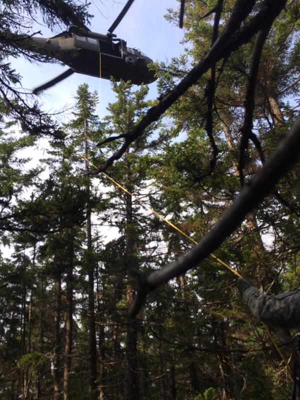 Photo courtesy of Maine Warden Service
A Maine Army National Guard helicopter helped airlift the body of a hiker Monday out of the woods of the Appalachian Trail. 