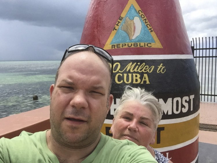 Brian Coddens and Deena Eskew, known as Hoss and Mary, are staying put in Key West rather than risk a stormy trip on the Overseas Highway. 'I don't want to use the word 'stuck,' but there's no choice for us now,' Coddens said. They operate a food truck in Key West called Hoss and Mary's Tasty Grub.