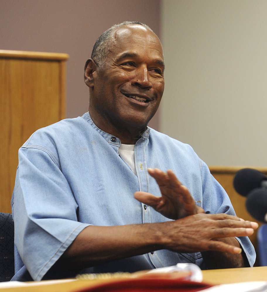 Former pro football star O.J. Simpson attends his parole hearing in July at the Lovelock Correctional Center in Lovelock, Nev.