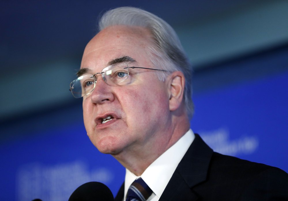 Health and Human Services Secretary Tom Price, seen speaking Thursday in Washington, said in his resignation letter that he regretted "the recent events have created a distraction" for the Trump administration.