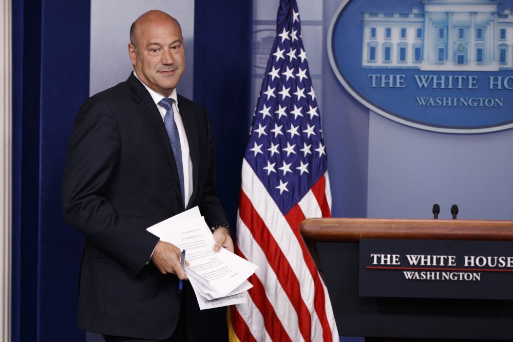 White House chief economic adviser Gary Cohn arrives to speak during the daily press briefing Sept. 28 in Washington.