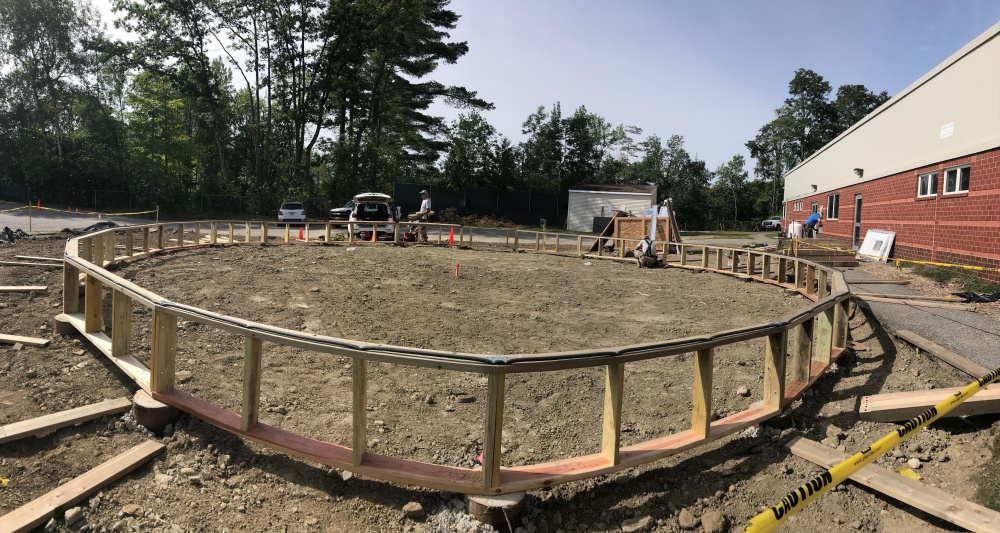 a 42-foot diameter Growing Spaces Biodome is being built at the Alfond Youth Center in Waterville.