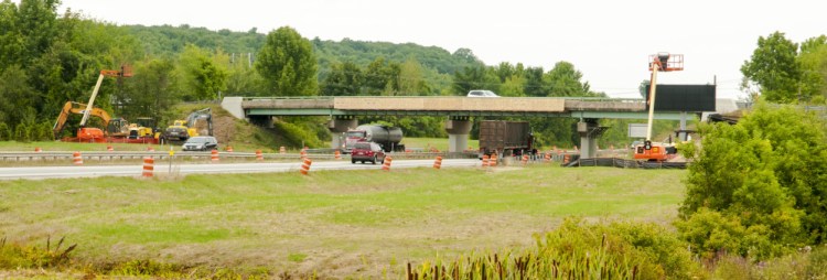 The Winthrop Street bridge over Interstate 95 is seen last week in Hallowell. The bridge will be closed starting Tuesday for construction that is scheduled to last several weeks.