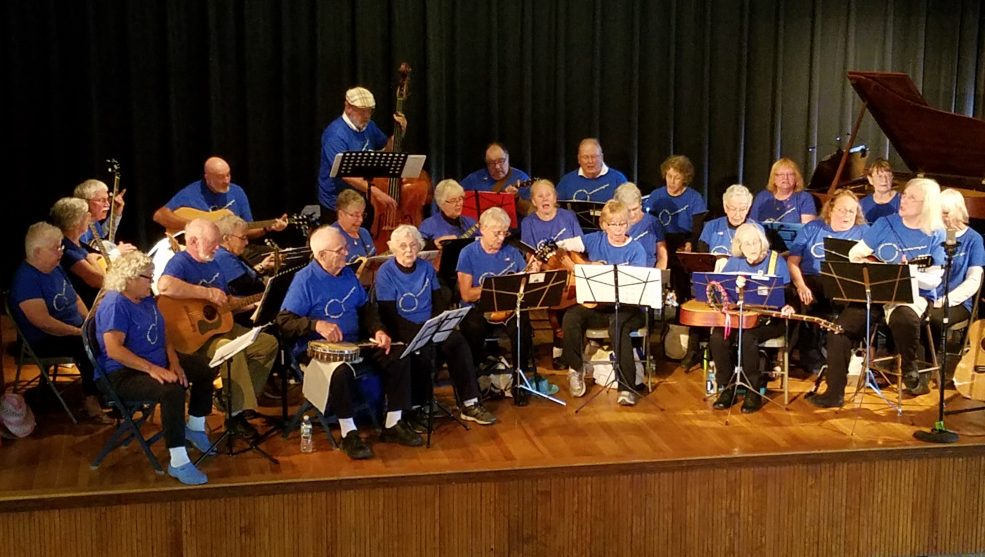 The Carol Bailey String Band, directed by Pat and Jon Bailey, will perform at 2 p.m. Friday, Sept. 8, at the Litchfield Fair. In front, from left, are Harold and Mary Blen, Dot Vachon, Pam Turner, Mary Fitzmaurice and Pat Bailey.  Middle row, from left are Liz Waterman, Pat Hiltz, Patty Harvey, Eileen Turcotte, Pauline Smith, Gretchen Damberg, Priscille Hatch, Elaine Clary, Sharon Hodgdon, Ann Turnbull. In back, from left are Pat Soboleski, Joyce Drew, Jon Bailey, Mike Kane, Roland Morin, Dick Cutliffe, Russ Thayer, Linda Washburn, Donna McEwan, Susan Fahlsing and Muriel Minkowsky.