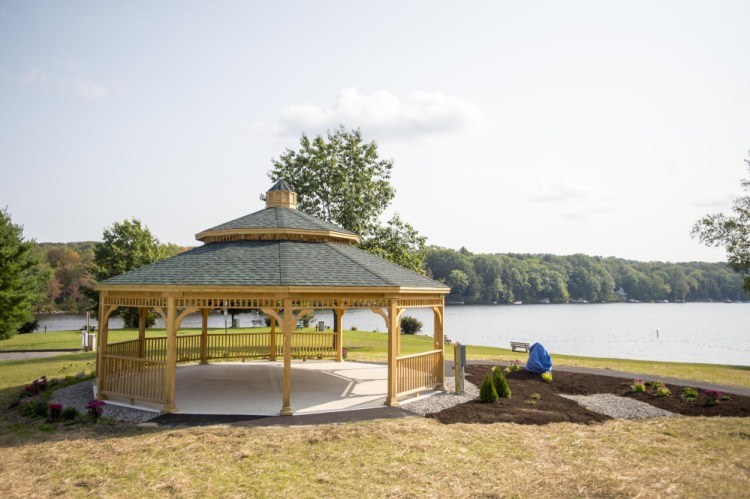The new town gazebo at the boat landing at Messalonskee Lake in Oakland was scheduled for dedication Saturday evening.