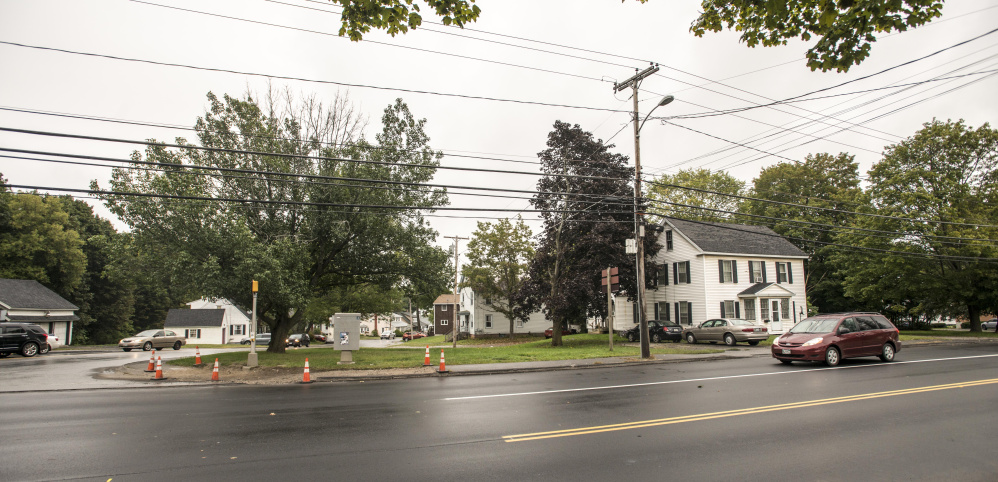 The Waterville City Council voted Tuesday night to rezone 299 Main St., right, and 70 Oak St., center, which are proposed to be the new location of KV Federal Credit Union. The credit union is now on Quarry Road.