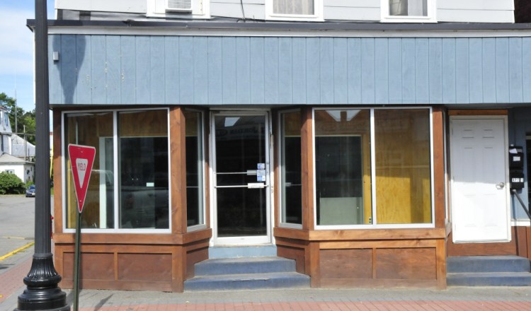 The downtown storefront once occupied by Maine Barkery stands empty Thursday in Skowhegan. The owner, Amanda Clark, was the first winner of the Entrepreneur Challenge in 2016. The Challenge winner is expected to create or expand a business in Skowhegan. Clark moved her business out of town earlier this year. Sponsors created new requirements to ensure the winner stays in town.