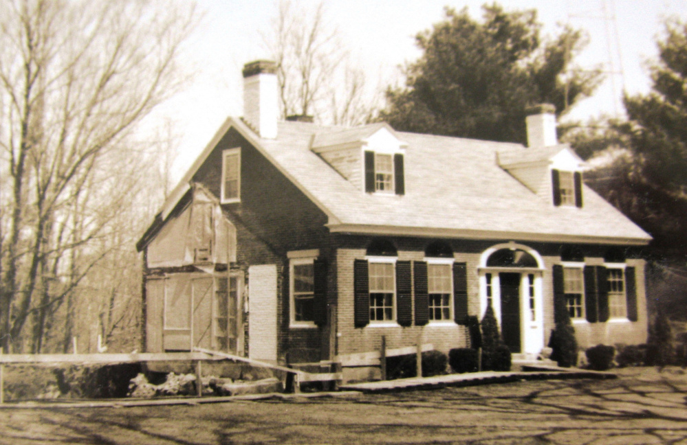 This brick house on Nickerson Hill Road in Readfield formerly served as home to four generations of the Saunders family, founders of Saunders Manufacturing. In the 1960s, when this photo was taken, A.H. and Edith Saunders made significant changes. Later it was converted to office and conference space for Saunders Manufacturing. The property was homesteaded about 1805 by Samuel Whitney, a Revolutionary War veteran. In 1818 it was purchased by Dudley Hains II, who it is believed, had the brick house built circa 1825. His son, Dudley III, sold it to Hiram R. Nickerson in 1905, whose son sold it to A.L. and Sarah Saunders in 1945.