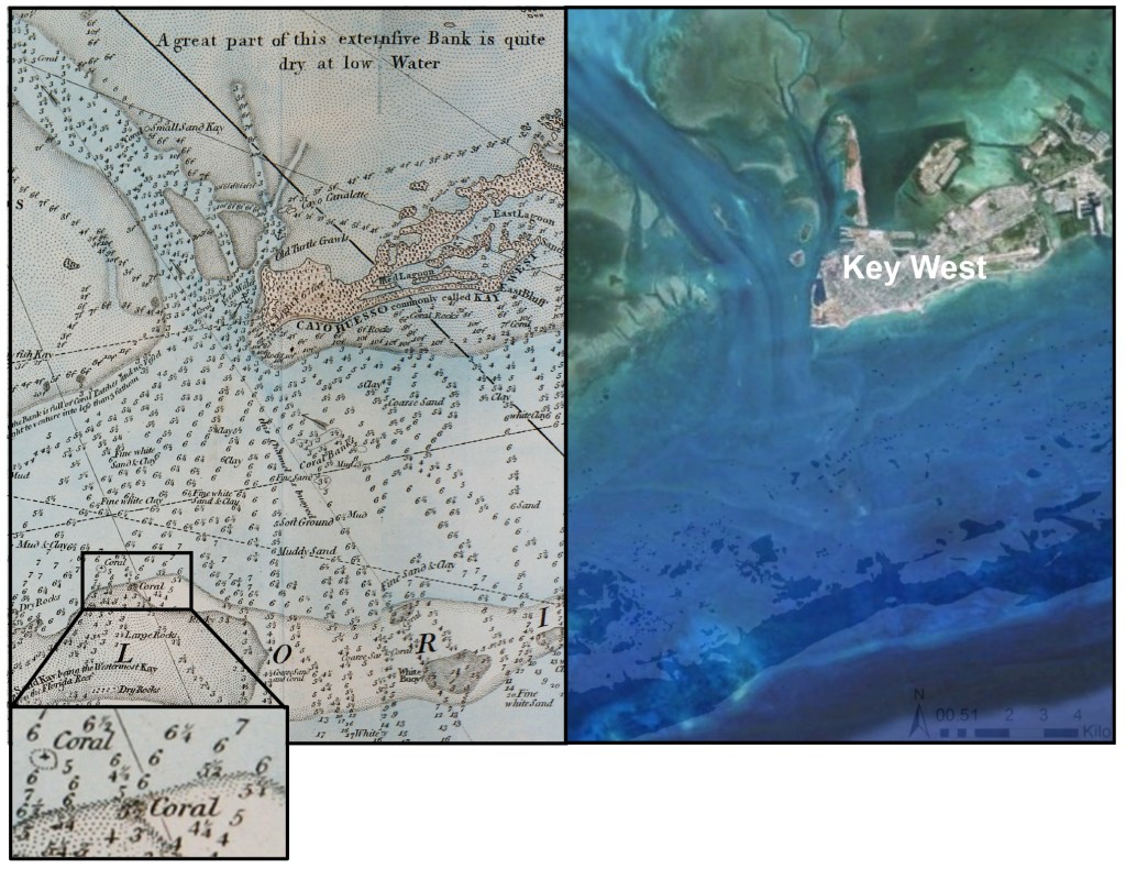 Click to enlarge: Key West, Florida, then and now.