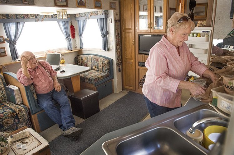 After a lifetime's work, Jeannie and Richard Dever, seen here in Ellsworth, have a small mobile home in Indiana, $5,000 in savings and a couple of modest insurance policies. 