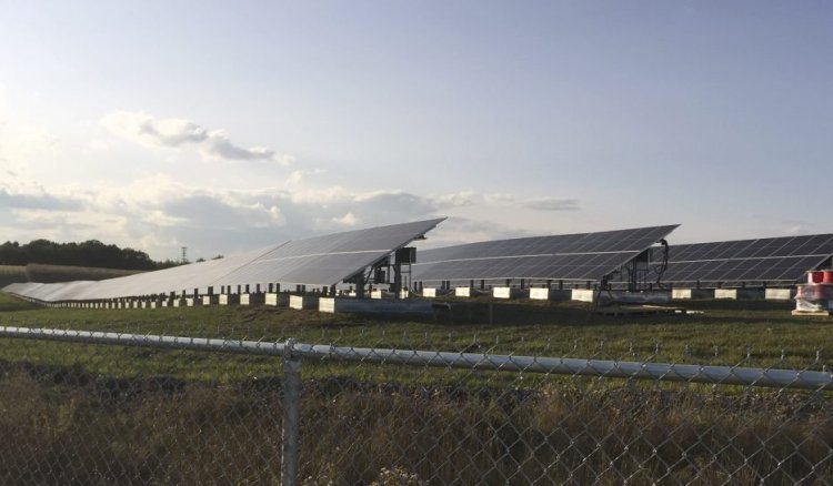 South Portland's solar array on the city's former landfill off Highland Avenue is expected to generate 1.2 million kilowatt-hours of energy per year. The mayor will turn it on at a switch-flipping ceremony at 8:30 a.m. Tuesday.