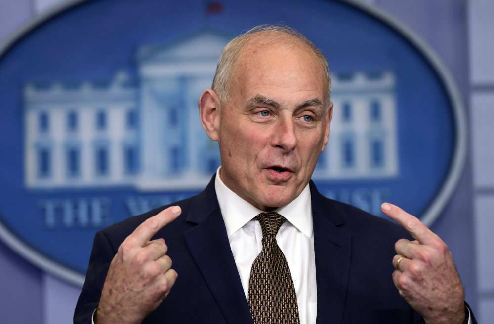 White House Chief of Staff John Kelly says President Trump is brave to call grieving military families.
Associated Press/
Susan Walsh