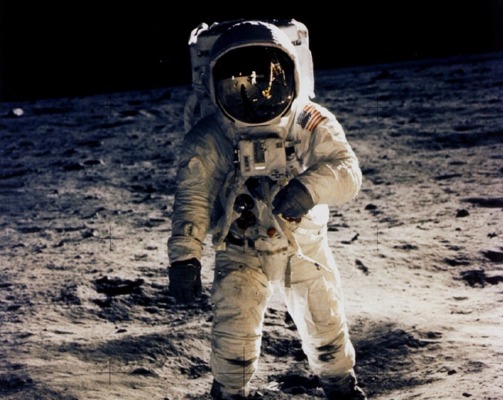 Astronaut Edwin "Buzz" Aldrin walks on the moon on July 20, 1969, photographed by fellow astronaut Neil Armstrong.