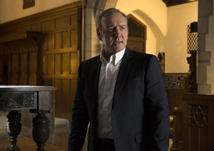 Kevin Spacey appears in a scene from "House Of Cards." Netflix says it's suspending production on "House of Cards" following harassment allegations against Spacey.