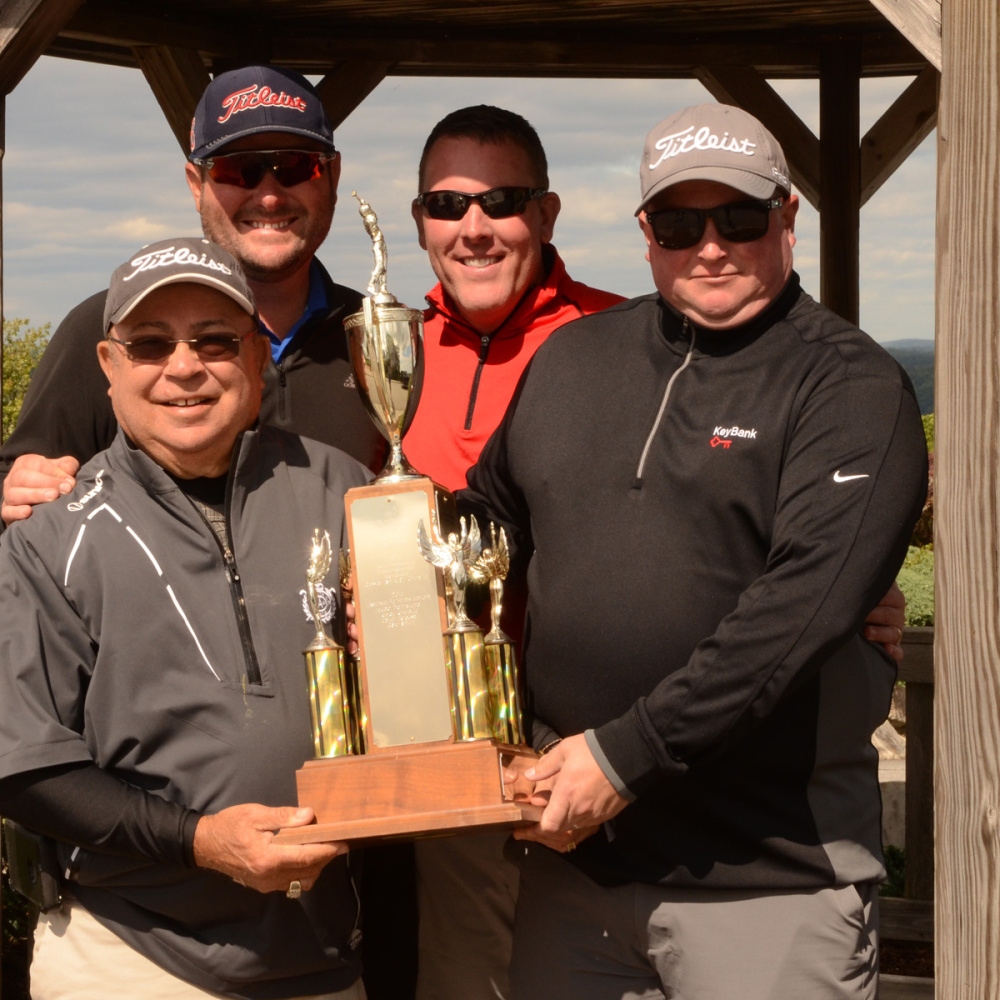 Winning the First Place Gross prize in this year's Big Brothers Big Sisters of Mid-Maine Golf Fore Kids' Sake was Charlie's Family of Dealerships, from left are Charlie Shuman, Stephen Shuman, Ryan Madore and Andy O'Hearn.
