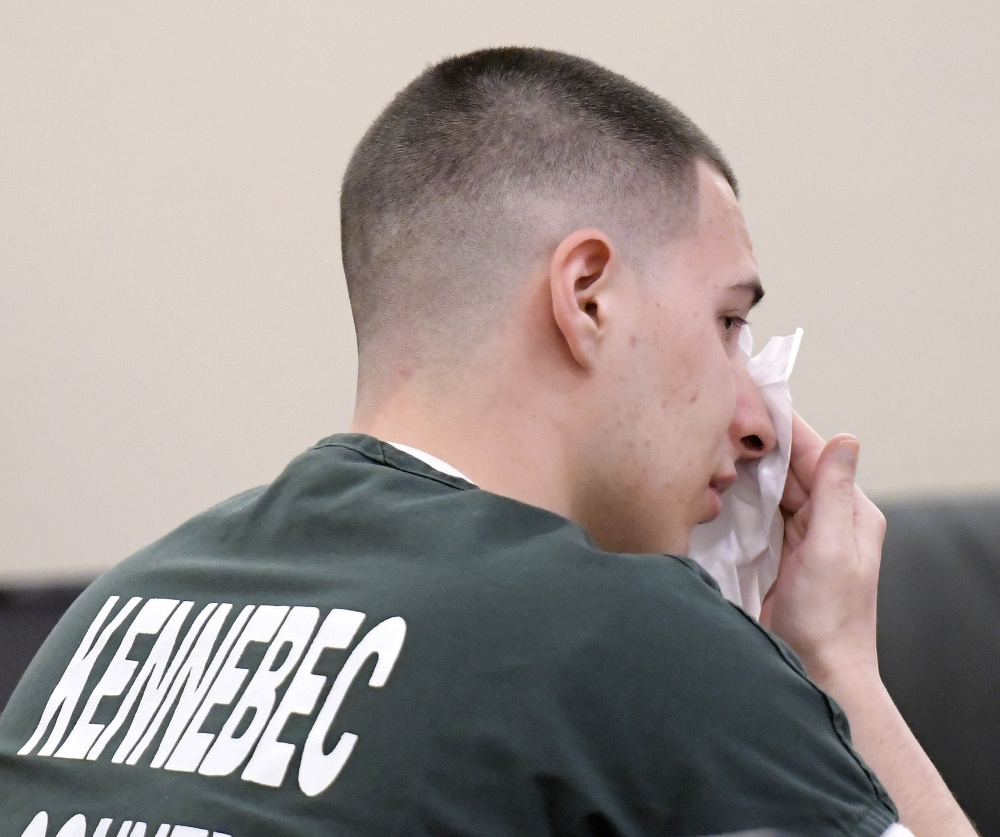 Tylor Reece cried and apologized Monday during his sentencing at the Capital Judicial Center in Augusta for two robberies he pleaded guilty to committing.