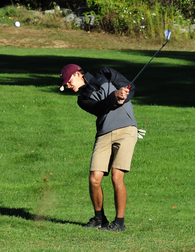 Nokomis senior Josh Smestad practices at Palmyra Golf Course last Thursday.