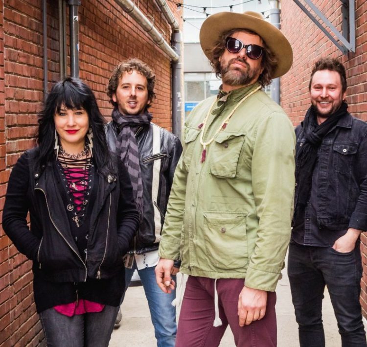 The Rusted Root, from left, are Liz Berlin, Zil, Michael Glabicki and Dirk Miller. Missing from photo is Bobby Schneck Jr. The group will perform at 7:30 p.m. Oct. 17 at the Waterville Opera House.