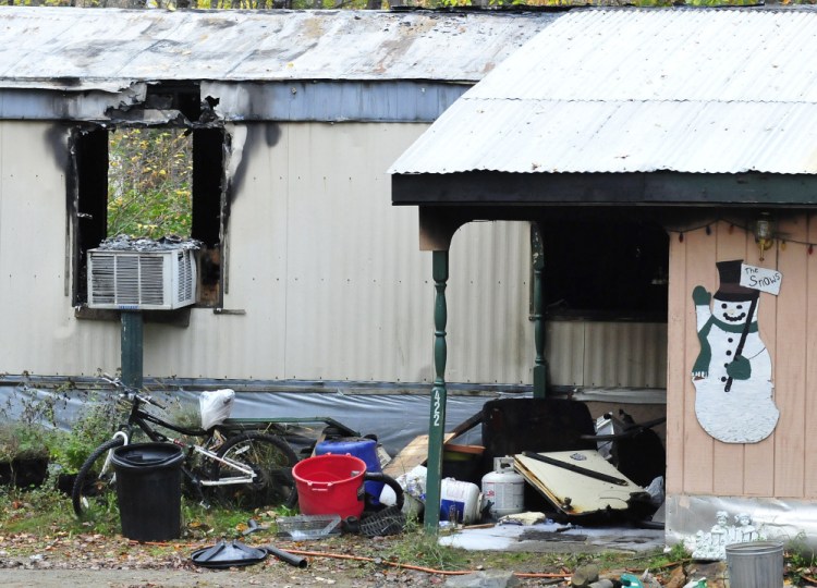 This mobile home at 422 Lucy Knowles Road in Farmington was destroyed by fire Saturday.