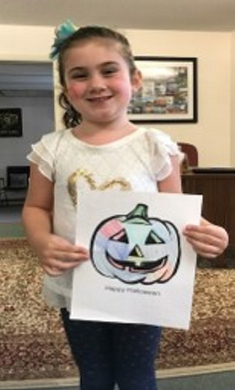 Lean Monaghan, of Del Haven, New Jersey, won the Harvest Festival coloring contest for children ages 5 and younger.
