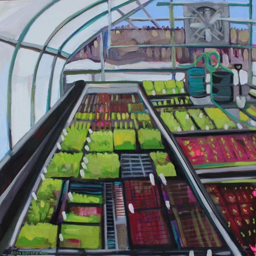 "Greenhouse Greens," oil on canvas, by Susan Bartlett Rice.