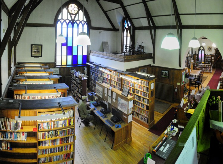 An interior view Tuesday at Hubbard Free Library in Hallowell.