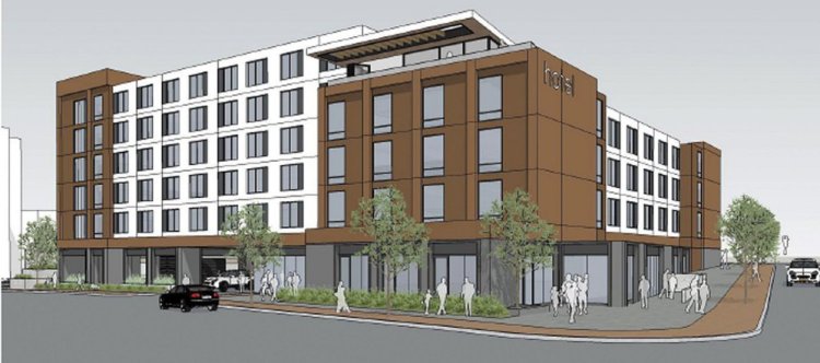 A six-story hotel at 203 Fore St. in Portland would have a garage and outdoor parking for 120 vehicles. An application was filed with the city on Oct. 11.